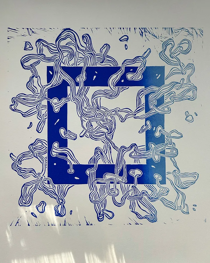 Image of Tangled #2 by Olha Hnativ, size: 40х40, Linocut medium, from Lviv, priced at $85