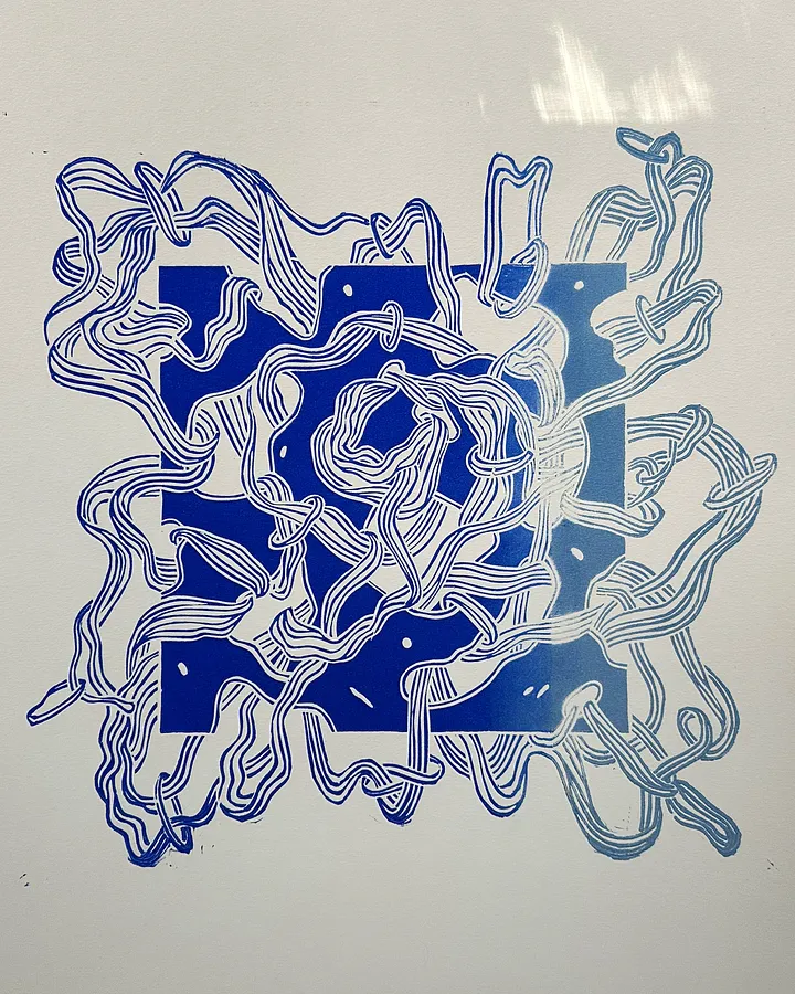 Image of Tangled #3 by Olha Hnativ, size: 40х40, Linocut medium, from Lviv, priced at $85